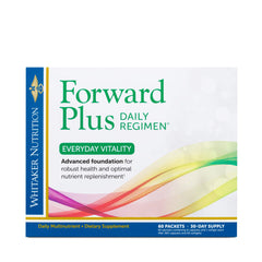 DR. WHITAKER Forward Plus Daily Regimen bottle offers daily energy support and overall wellness.