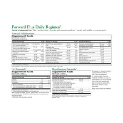 DR. WHITAKER Forward Plus packets display simple twice-daily dosing for sustained vitality.