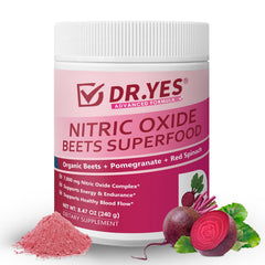 DR YES Organic Beet Root Nitric Oxide Powder bottle for energy support.
