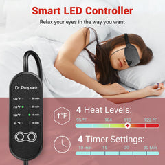 DR.PREPARE Eye Mask displaying timer settings for custom sessions