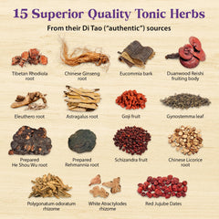 Dragon Herbs packaging emphasizes authentic sourcing and high-quality tonic herbs.