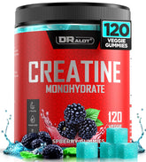 Dralot Creatine Gummies bottle showing 5000mg strength for on-the-go workouts