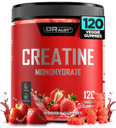 Dralot Creatine Gummies bottle shows vibrant flavor and convenient energy support