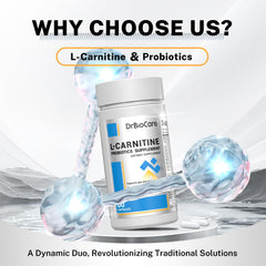DrBioCare L-Carnitine Probiotics label highlighting the blend.