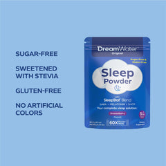 Dream Water Snoozeberry powder dissolving in water before bed