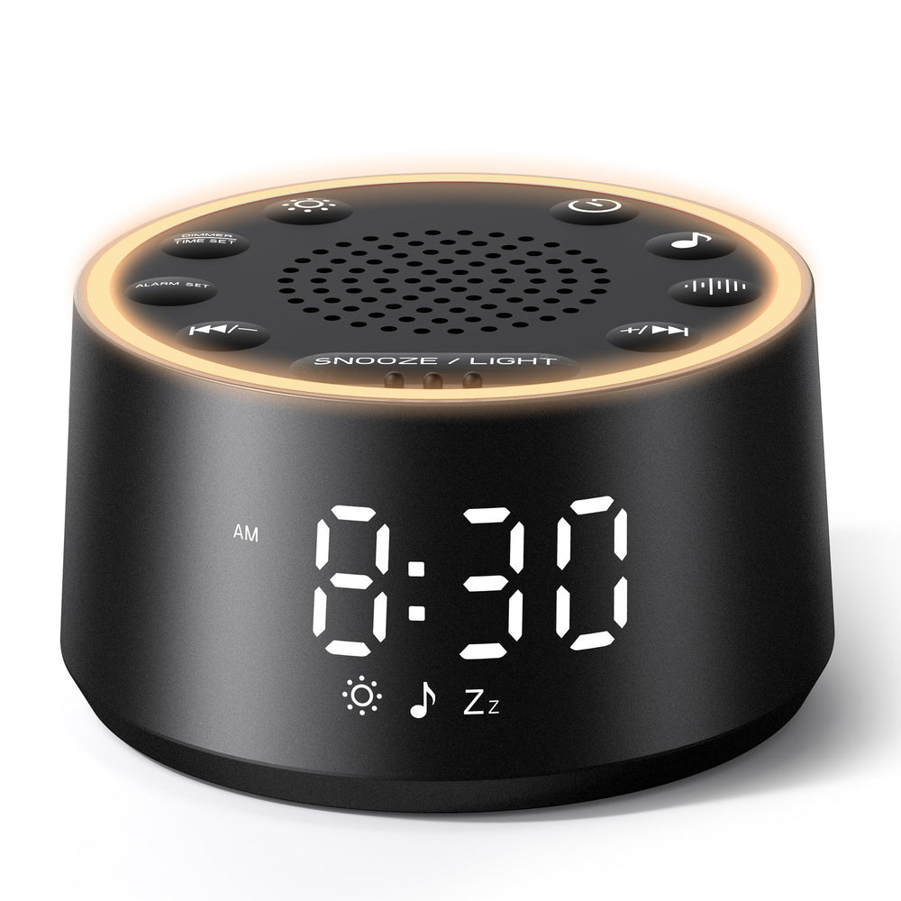 Dreamegg D1 Nova product shot showing the compact white noise alarm clock for peaceful nights