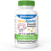 DrFormulas chewable probiotics with 20 strains for oral and gut wellness.