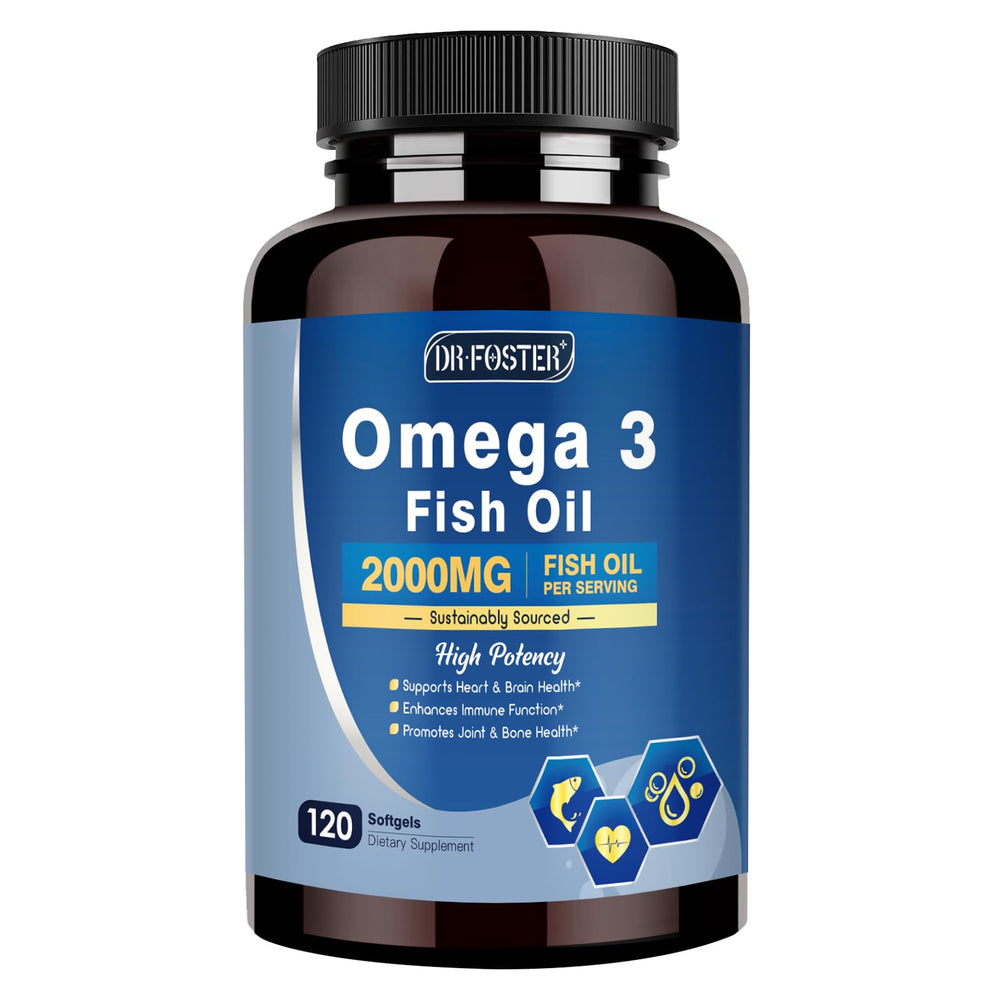 DRFOSTER Advanced Omega-3 2000mg bottle promotes heart and brain health in daily use.