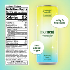 Moment Pineapple electrolyte drink being poured for quick post-workout hydration.