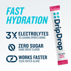 DripDrop Cherry Limeade packet dissolving in water for fast hydration.