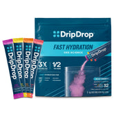DripDrop watermelon packet ready to mix for quick hydration after workouts