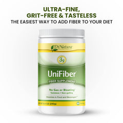 DrNatura Unifiber powder texture blends tastelessly into beverages for seamless daily use.