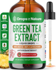 Drops Of Nature Green Tea Liquid Drops bottle delivers quick antioxidant support