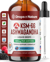 Drops Of Nature KSM-66 Ashwagandha Drops, botella vertido, para uso diario.