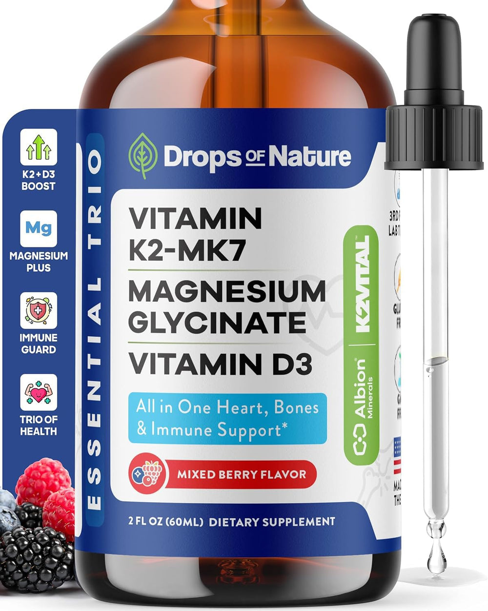 Drops Of Nature magnesio glicinato en frasco para soporte diario