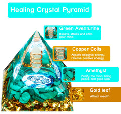 DRTMLY Orgone Pyramid green aventurine close-up for uplifting mood and focus