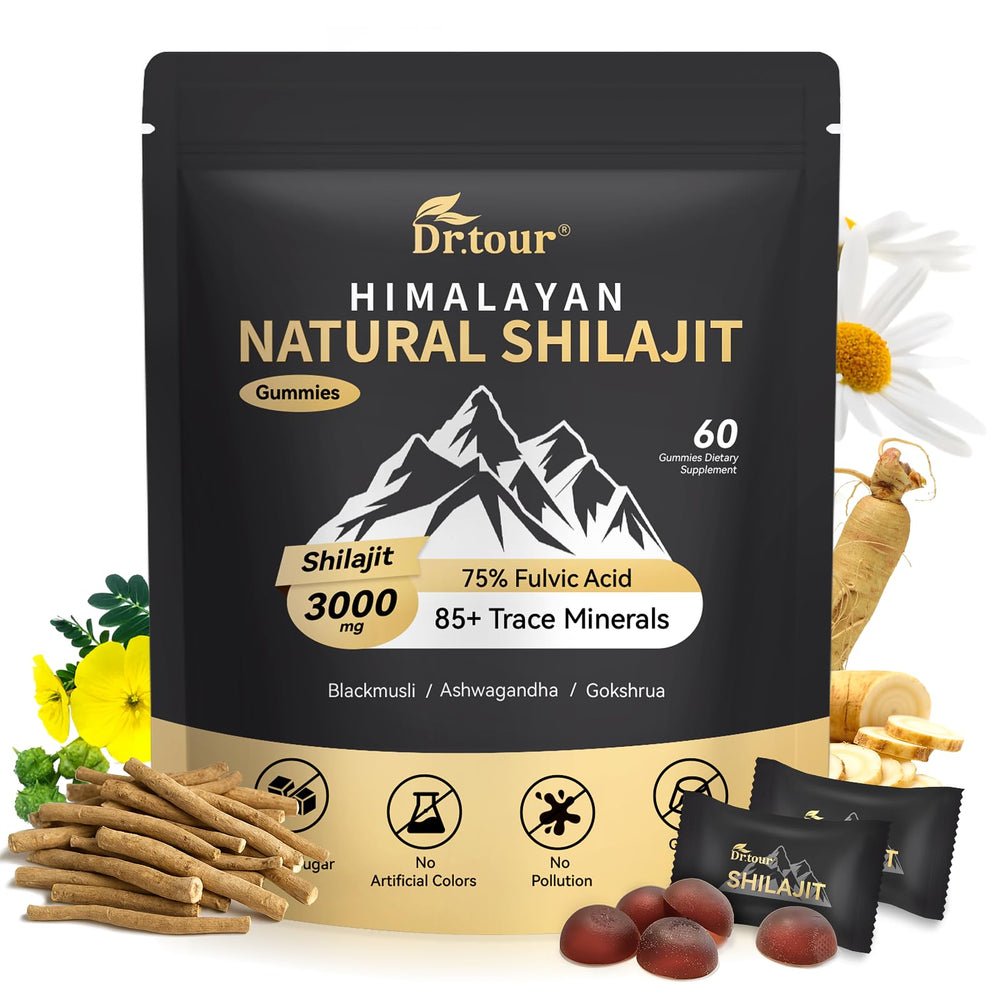 Dr.tour Shilajit Gummies with Ashwagandha for balanced energy and daily wellness.