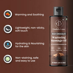 Texture close-up showing the lightweight, non-sticky feel of Dude's Love massage oil.