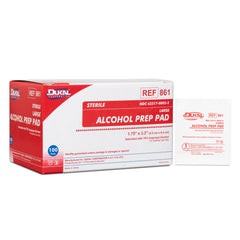 Dukal sterile alcohol pad box 100 front view for quick cleansing tasks.