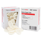 Dukal TEC 4404XL nitrile finger cot in XL size for precise, hygienic medical tasks.