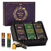 Dukhni Royal Oud Attar Set packaging ideal for gifting and display