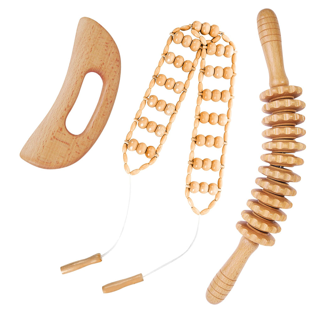 Dukucr wood therapy roller rope for self-massage and tension relief.