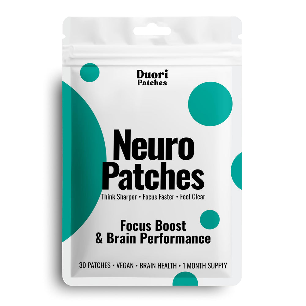 DUORI Neuro Patch applied on arm for discreet, steady focus and energy.