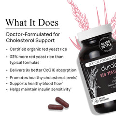 Durable RED Yeast Rice organic formula label highlights citrinine-free purity.