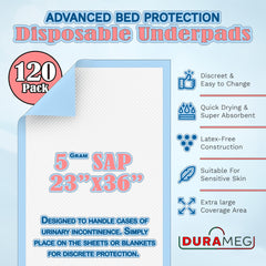Durameg Chucks Pads Disposable 23x36 inch coverage demonstrates large surface area.