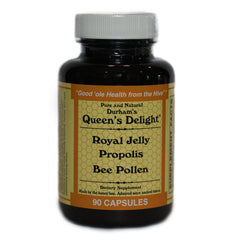Durham's Bee Farm Queen's Delight bottle shown for easy daily supplementation.