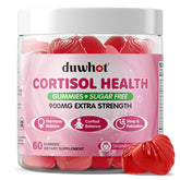 duwhot Cortisol Gummies bottle front showing strawberry flavor for daily calm and balance