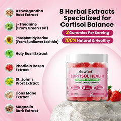 duwhot Cortisol Gummies strawberry flavor close-up ready for stress support