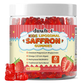 duwhot liposomal saffron gummies for kids – jar, supports focus during homework.