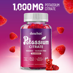 Duwhot potassium citrate gummies close-up highlighting 1000mg potency per serving