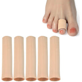 DYKOOK toe sleeve on toe with silicone gel lining cushions pressure and reduces friction.