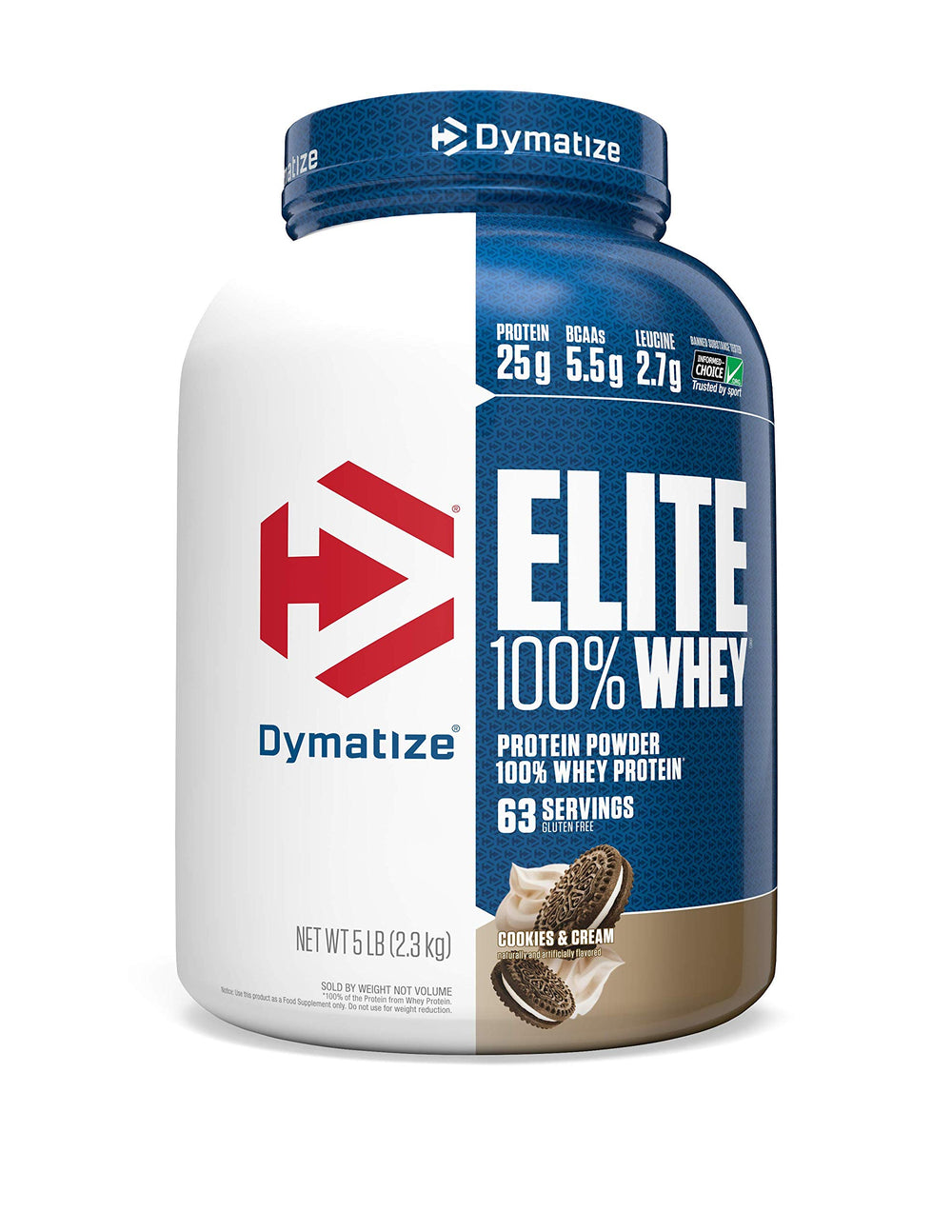 Dymatize Elite 100% Whey Cookies & Cream tub for daily protein