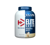 Dymatize Elite Casein Vanilla tub front label highlighting sustained amino release.