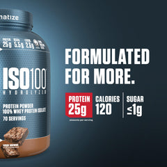 Close-up of ISO100 label highlighting gluten-free formula.
