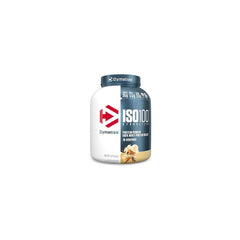 Dymatize ISO100 vanilla tub for fast-absorbing protein.