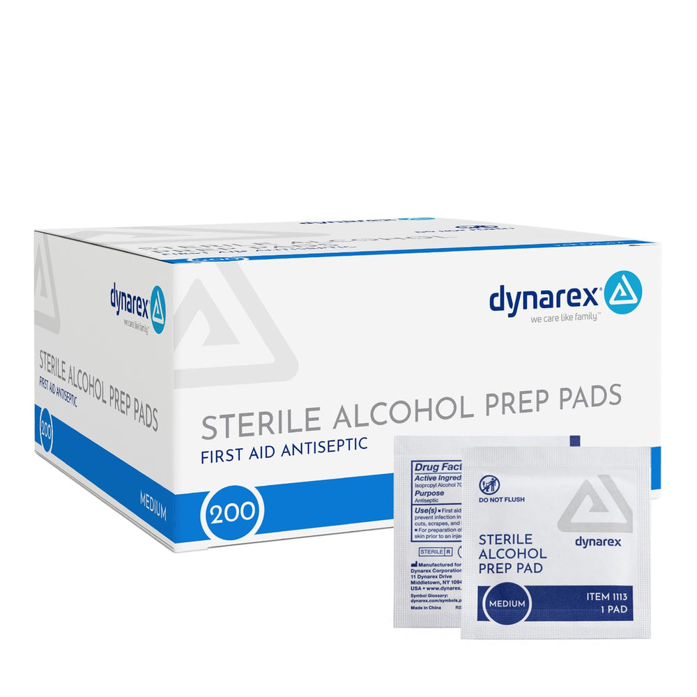 Dynarex 1113 alcohol prep pad medium size for pre-injection skin prep