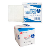 Dynarex 12-ply sterile gauze pads in a 4x4 box for clean dressings.