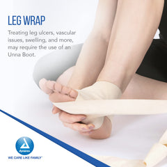 Dynarex 3453 Unna Boot application step shows leg positioning