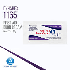 Caja de 144 sobres Dynarex crema quemaduras para primeros auxilios.