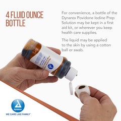 Dynarex Povidona-Yodo, frasco de 4 onzas líquidas para uso clínico y doméstico.