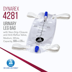 Dynarex leg bag with non-drip closure ensures controlled use