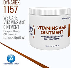 Top-down view of Dynarex Vitamins A & D Ointment jar for irritated skin relief.
