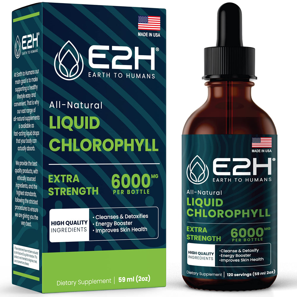E2H Chlorophyll Liquid Drops bottle front signals natural energy boost