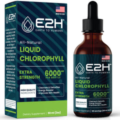 E2H Chlorophyll Liquid Drops bottle front signals natural energy boost