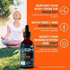 E2H drops dispenser shows easy daily intake with turmeric curcumin