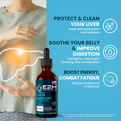 E2H Liver Cleanse dropper pictured for convenient herbal dosing.